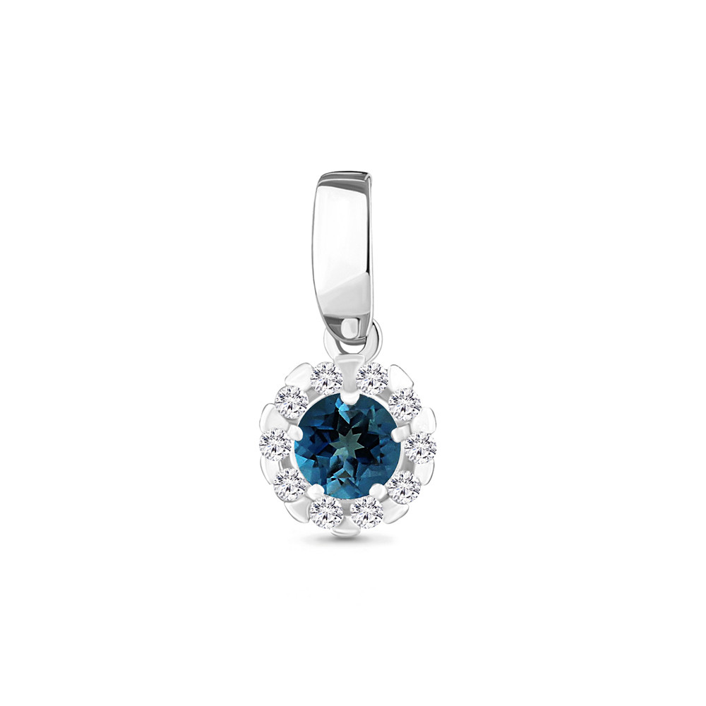 Серебряная подвеска с топазом лондон и топазом AQUAMARINE #404135