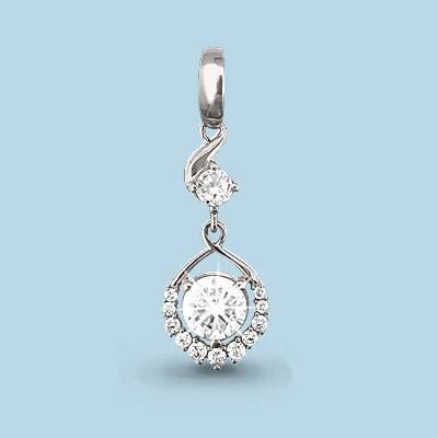 Серебряная подвеска с фианитом AQUAMARINE #402618