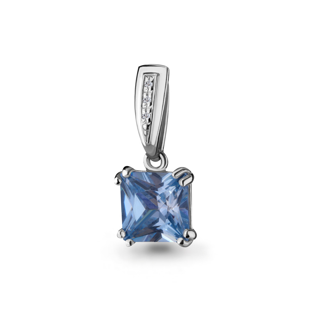Серебряная подвеска с фианитом AQUAMARINE #689096