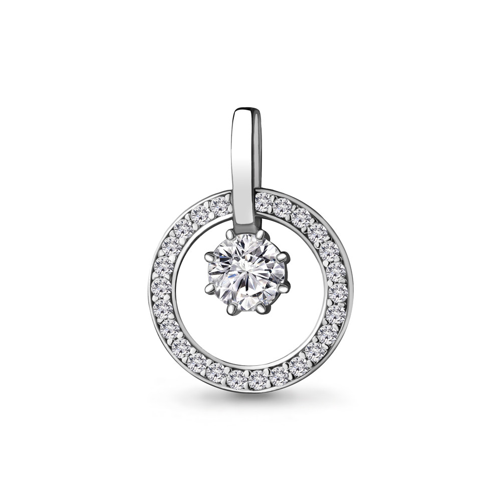 Серебряная подвеска с фианитом AQUAMARINE #708518