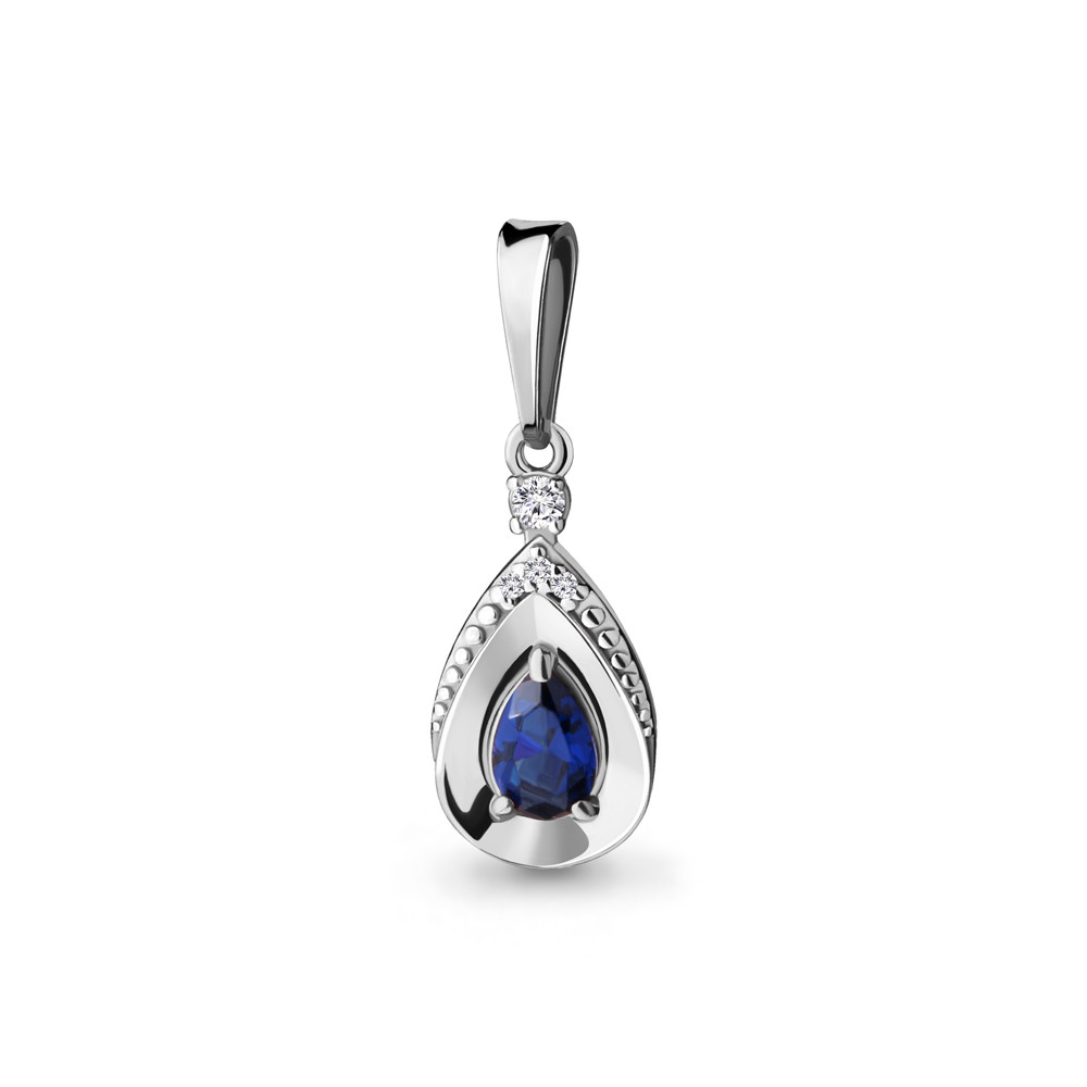 Серебряная подвеска с фианитом и наносапфиром синт. AQUAMARINE #703842