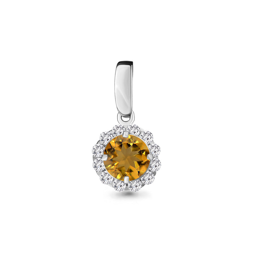 Серебряная подвеска с цитрином и фианитом AQUAMARINE #632245