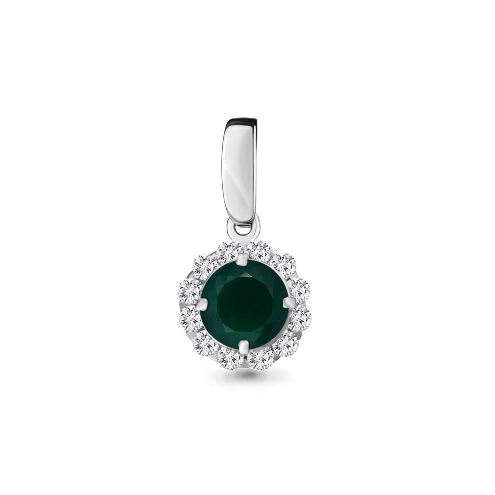 Серебряная подвеска с агатом зелёным AQUAMARINE #656963