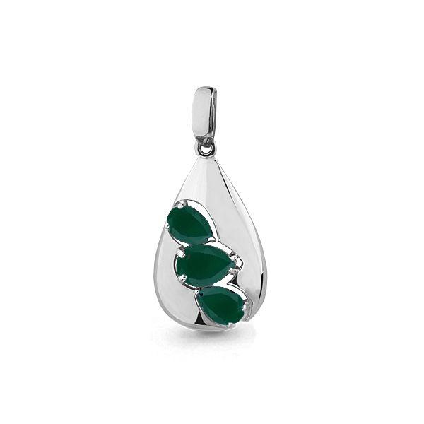 Серебряная подвеска с агатом зеленым AQUAMARINE #697800