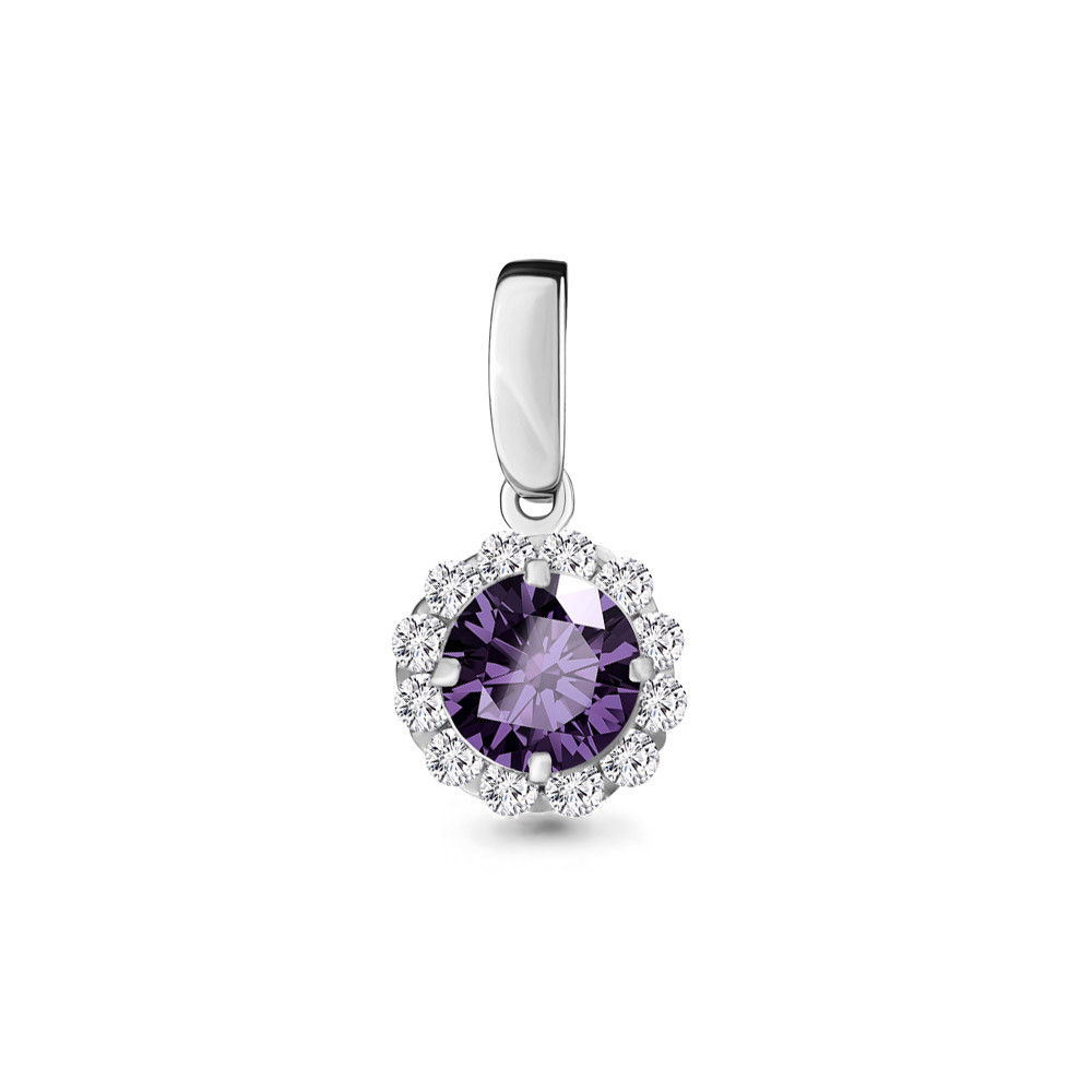 Серебряная подвеска с аметистом и фианитом AQUAMARINE #404139