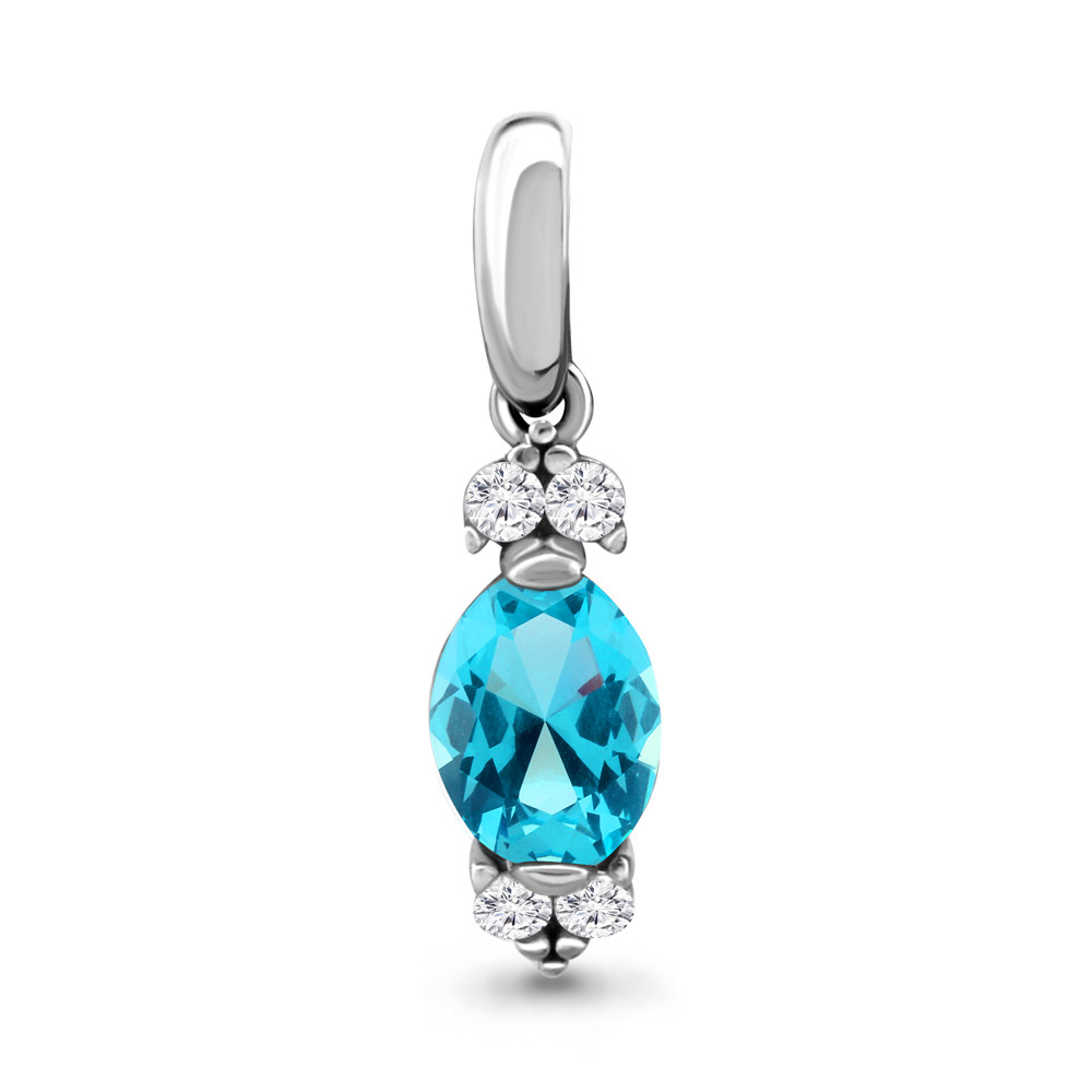 Серебряная подвеска с топазом свисс и фианитом AQUAMARINE #702653