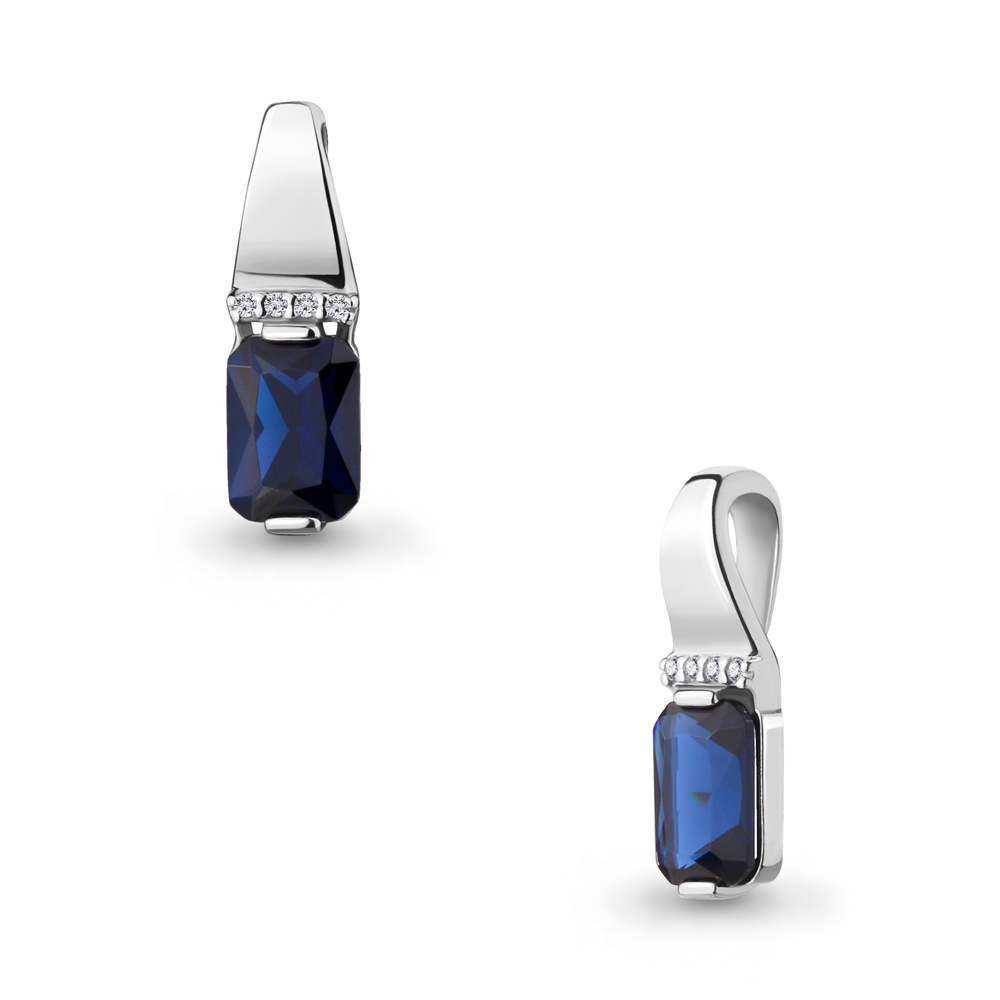 Серебряная подвеска с фианитом и наносапфиром синт. AQUAMARINE #698649