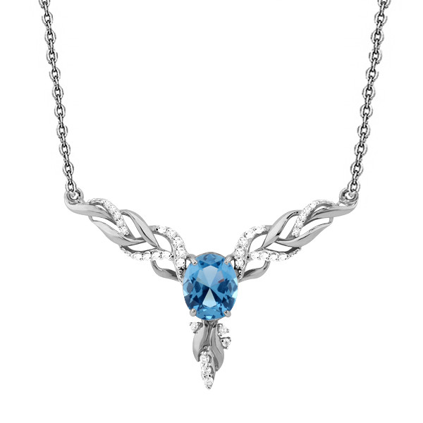 Серебряное колье с нано топазом свисс и нано топазом AQUAMARINE (#635842)