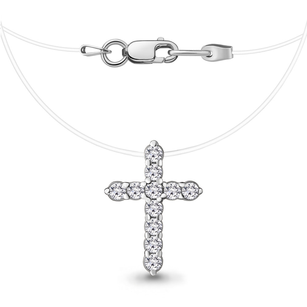 Серебряное колье с фианитом AQUAMARINE (#714868)