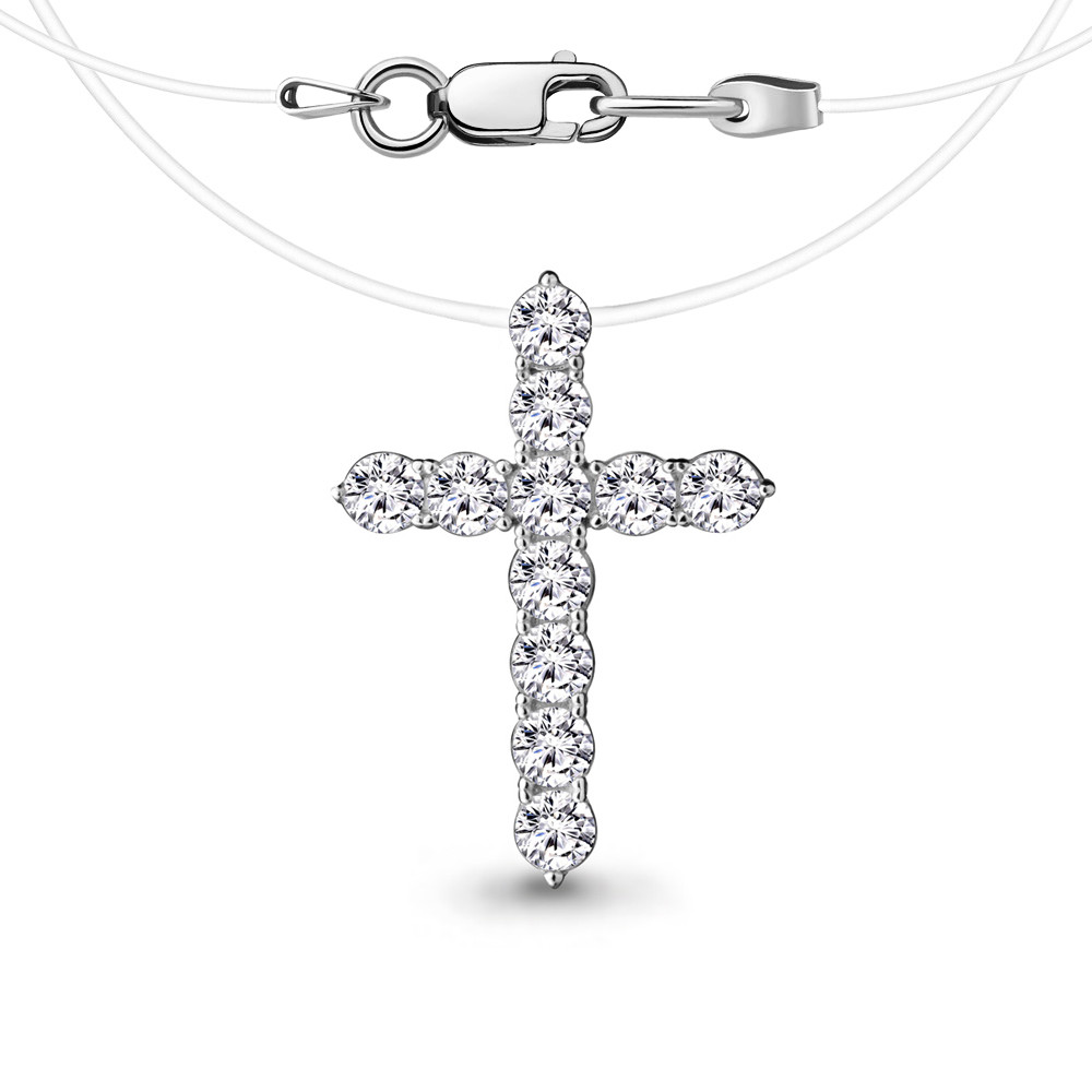 Серебряное колье с фианитом AQUAMARINE (#711698)
