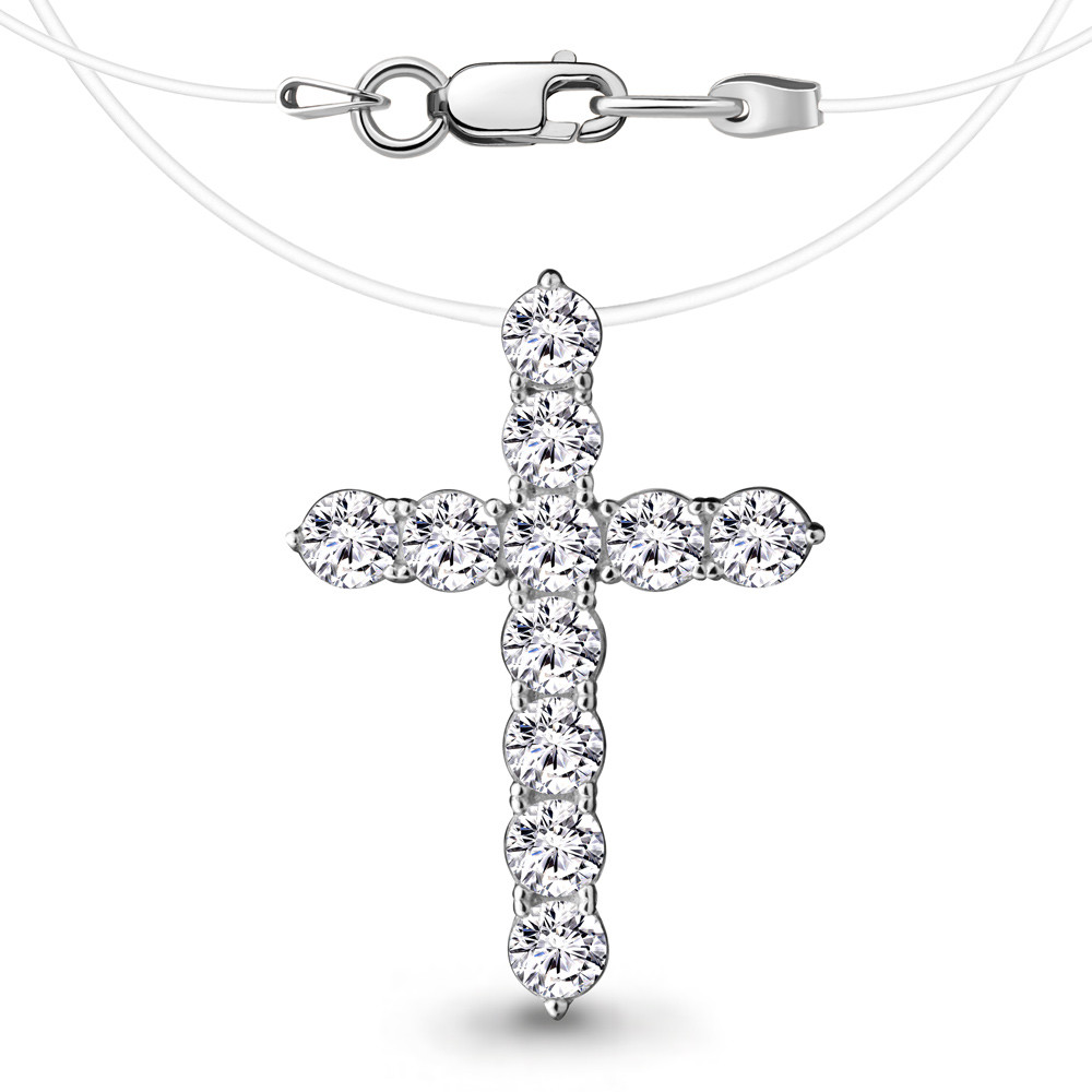 Серебряное колье с фианитом AQUAMARINE (#711835)