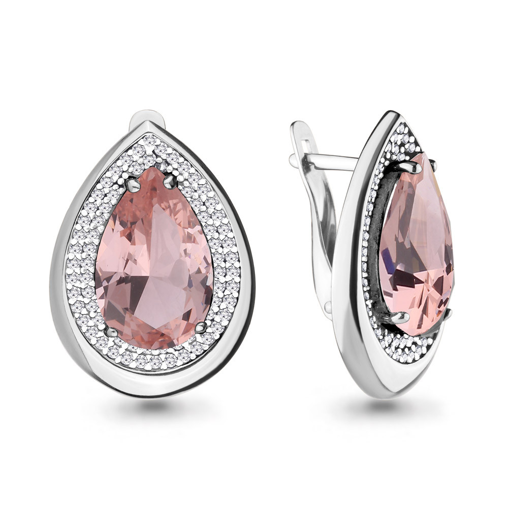 Серебряные серьги с и фианитом AQUAMARINE #705089