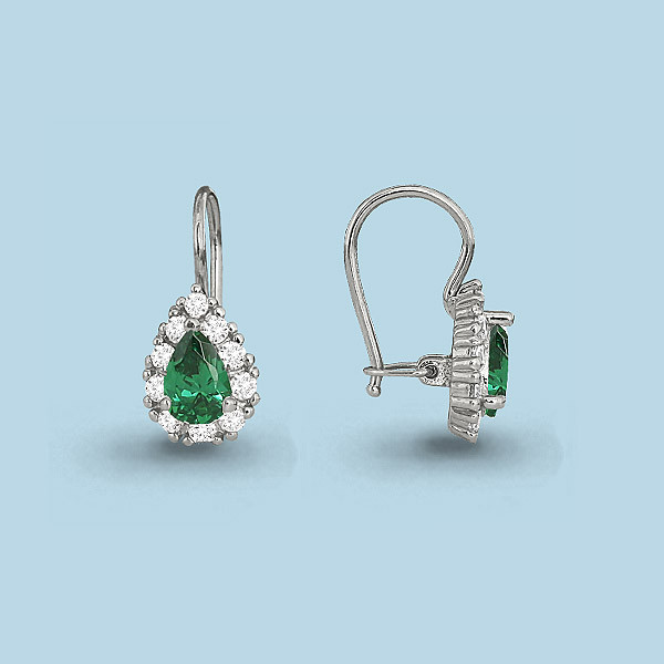 Серебряные Серьги-подвески со стеклом AQUAMARINE (#711580)