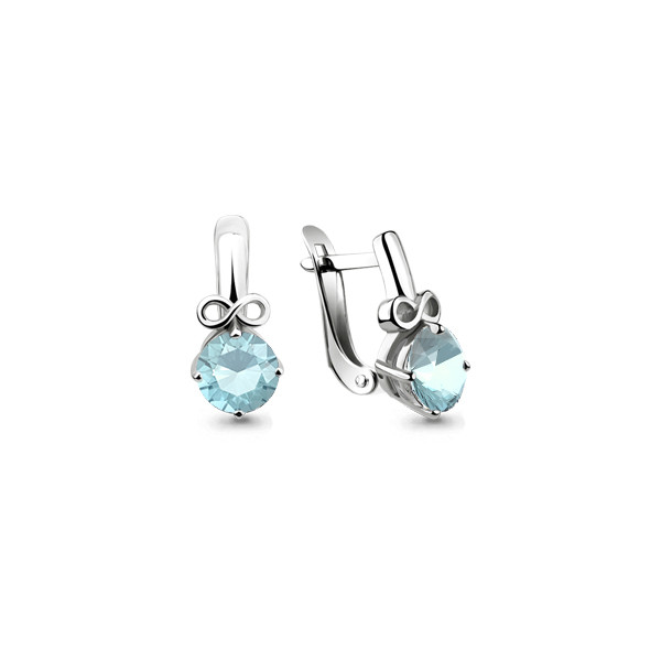 Серебряные Серьги-подвески со стеклом AQUAMARINE (#657376)