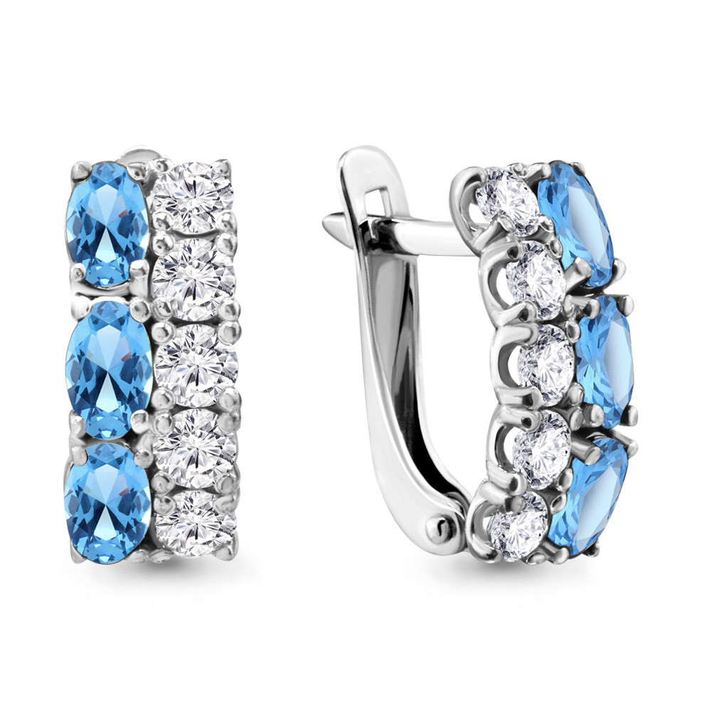 Серебряные серьги-классические с топазом свисс AQUAMARINE (#712921)