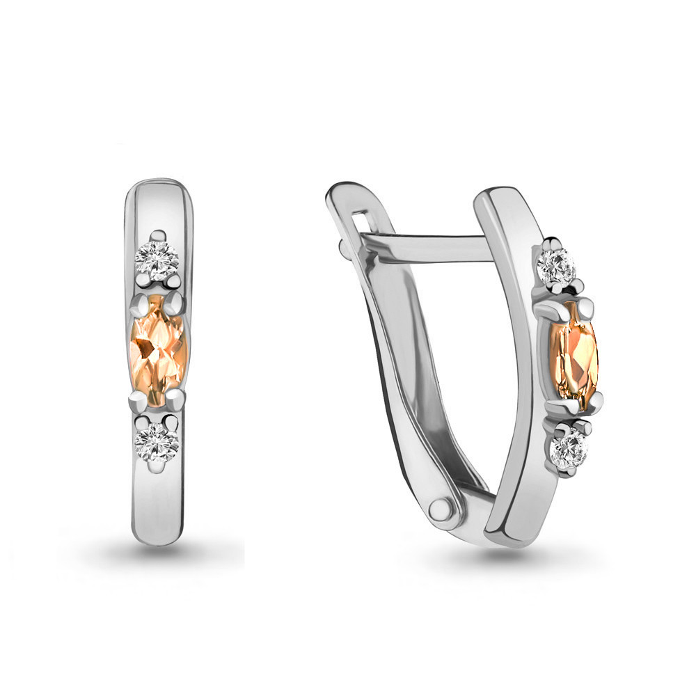 Серебряные серьги-классические с фианитом AQUAMARINE (#703804)