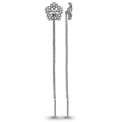 Серебряные серьги-протяжки с фианитом AQUAMARINE (#582398)