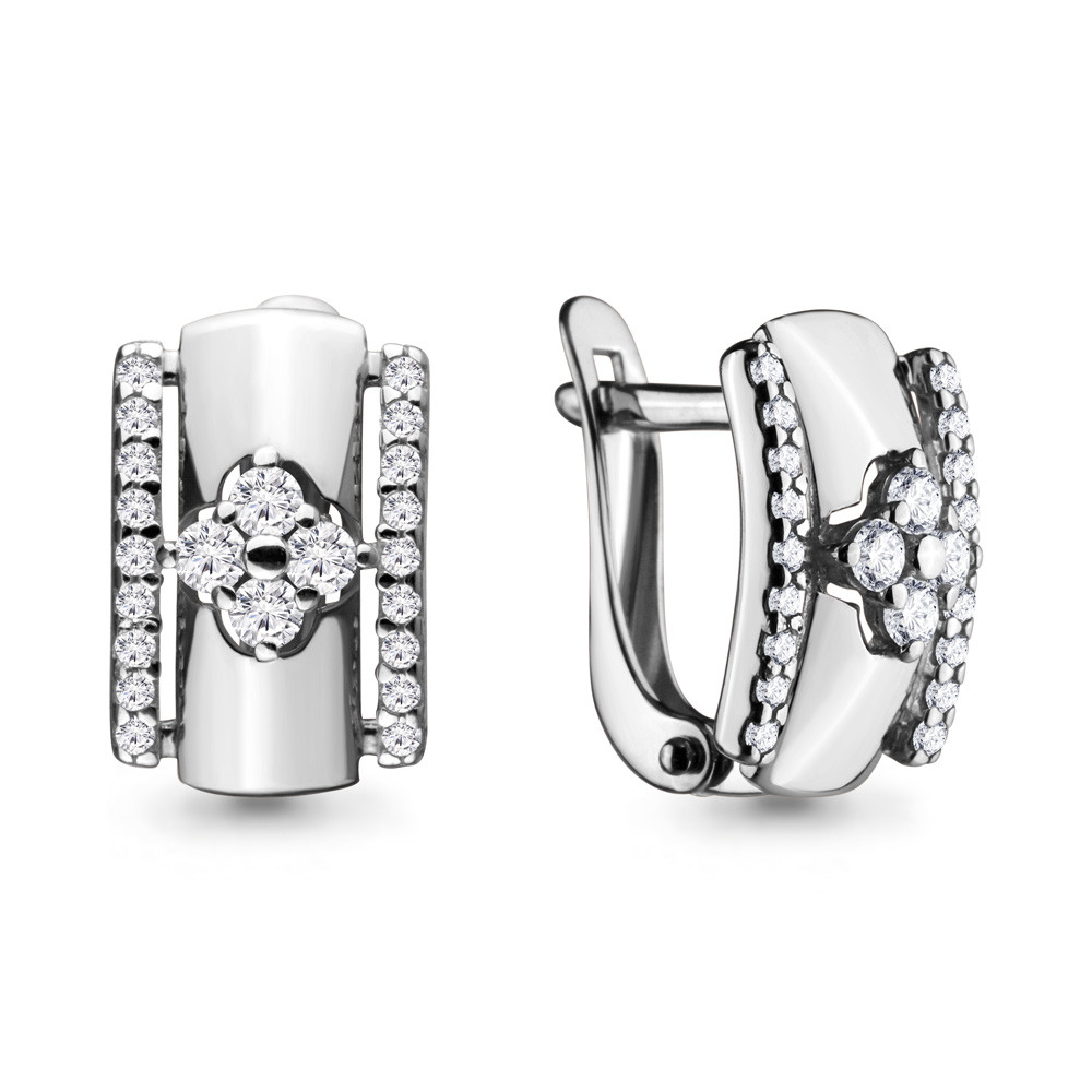 Серебряные серьги-классические с фианитом AQUAMARINE (#683165)