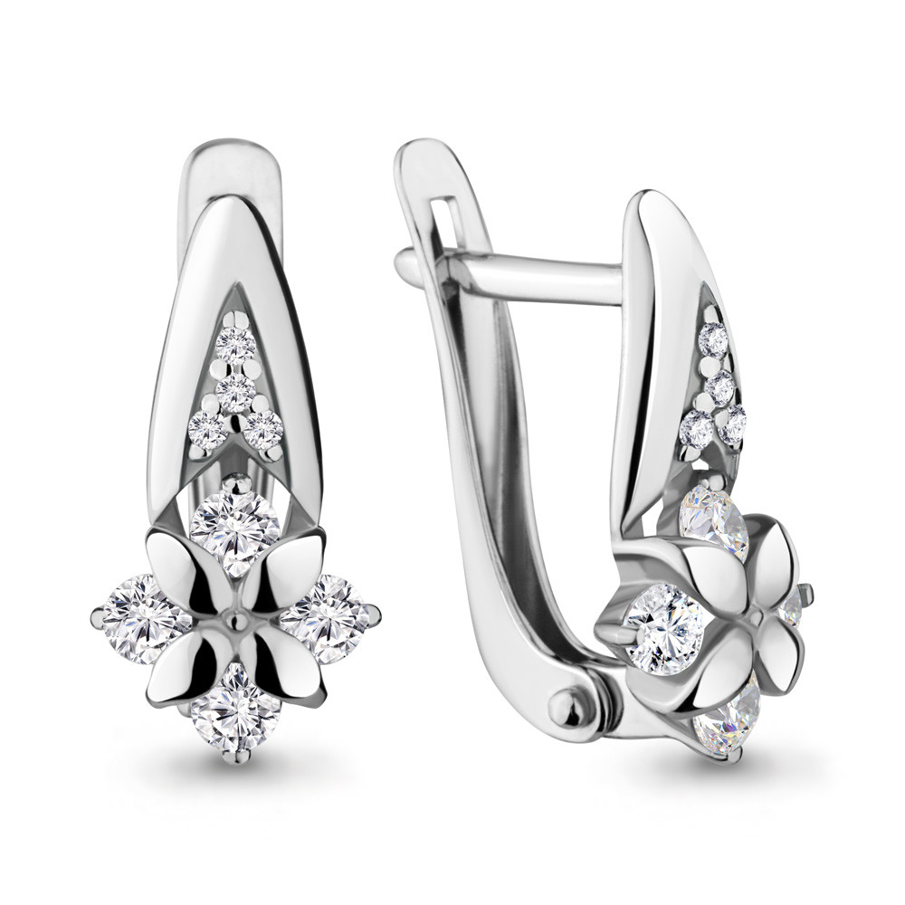 Серебряные серьги-классические с фианитом AQUAMARINE (#686419)