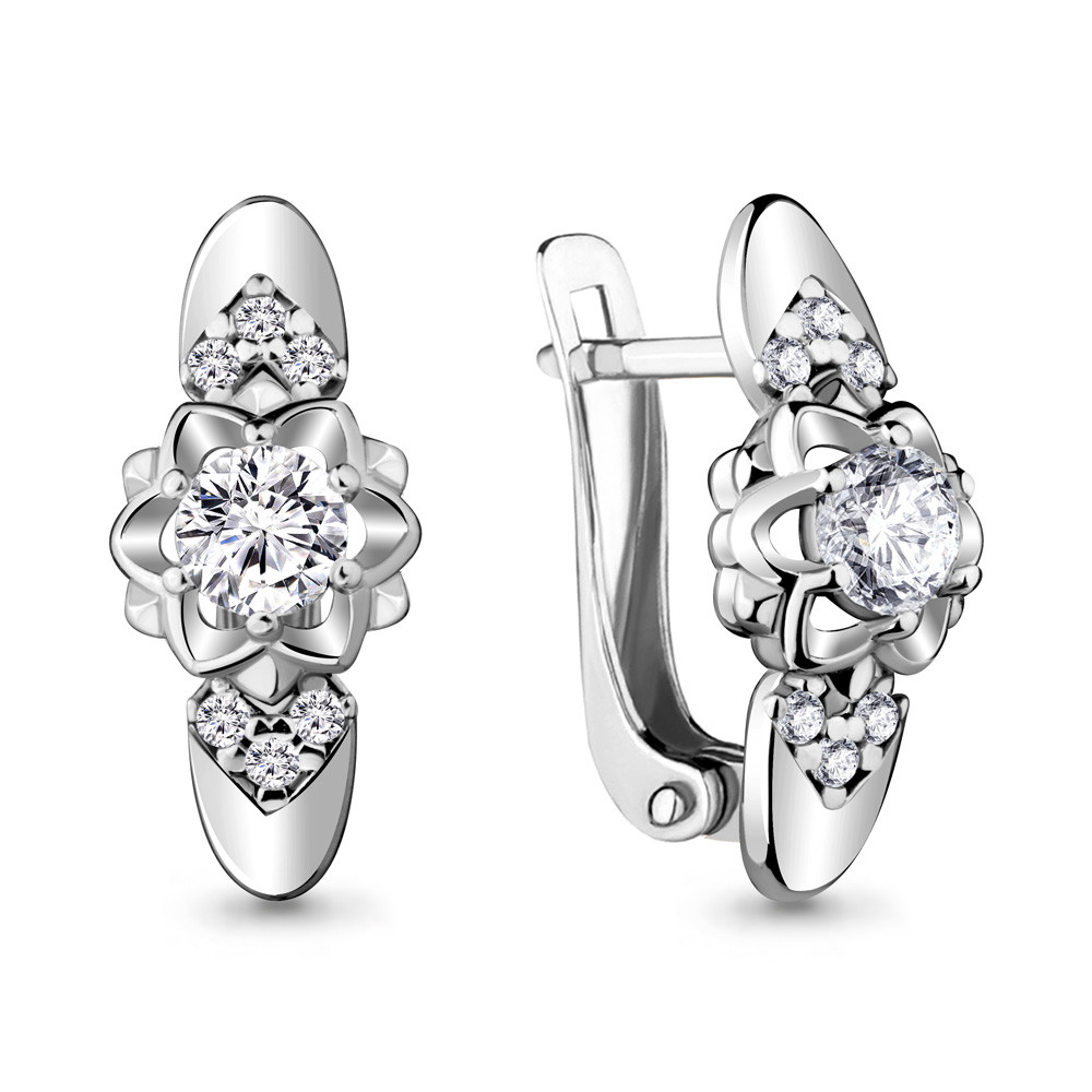 Серебряные серьги-классические с фианитом AQUAMARINE (#715434)