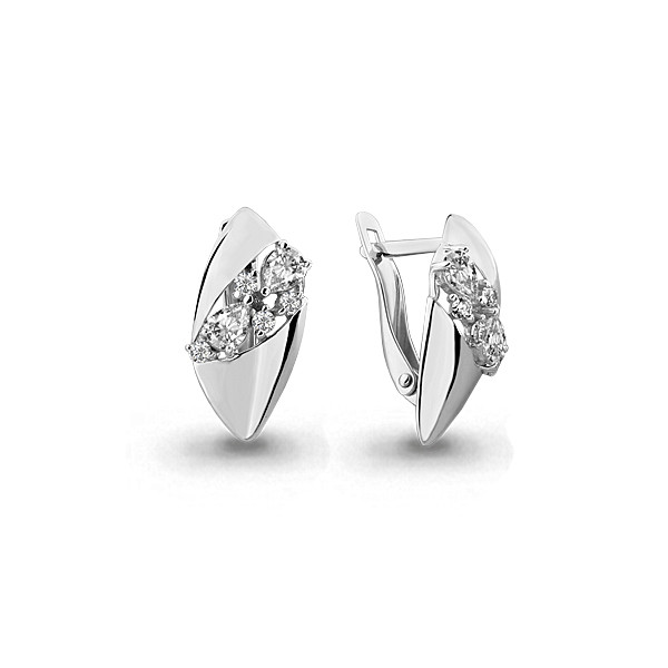 Серебряные серьги-классические с фианитом AQUAMARINE (#631745)