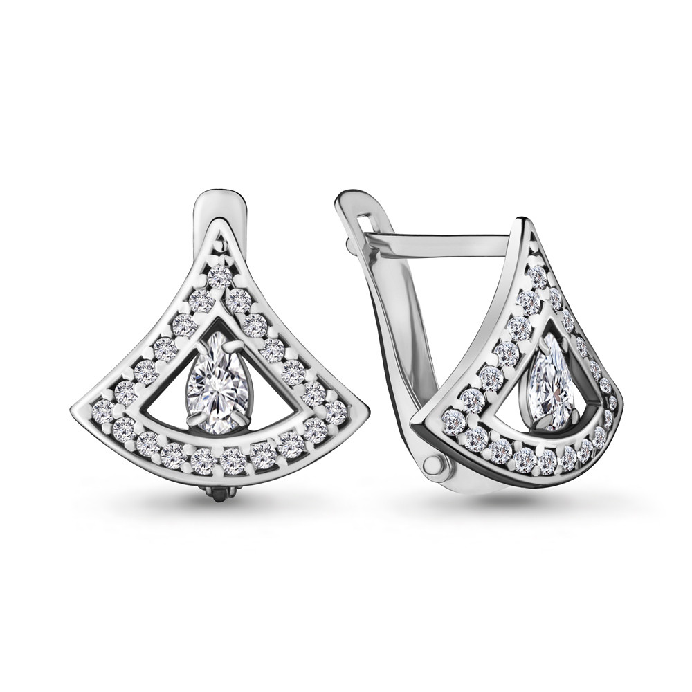 Серебряные серьги-классические с фианитом AQUAMARINE (#716899)