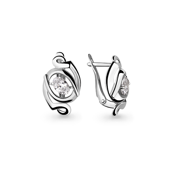 Серебряные серьги-классические с фианитом AQUAMARINE (#640717)