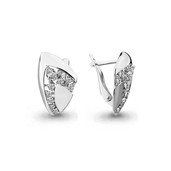 Серебряные серьги-классические с фианитом AQUAMARINE (#705709)