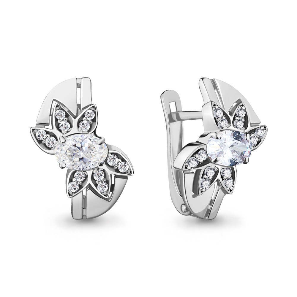 Серебряные серьги-классические с фианитом AQUAMARINE (#705745)