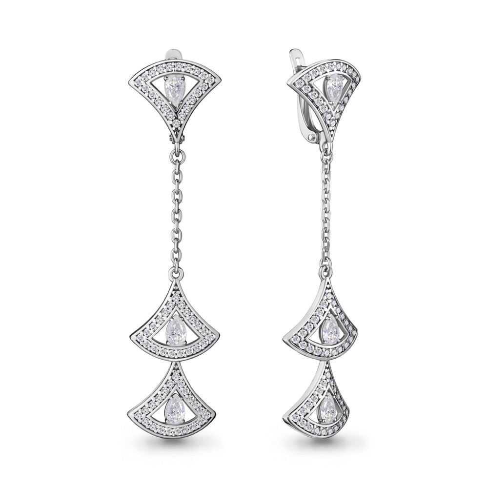 Серебряные Серьги-подвески с фианитом AQUAMARINE (#708542)