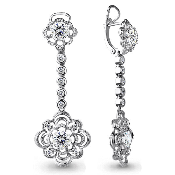 Серебряные Серьги-подвески с фианитом AQUAMARINE (#407613)