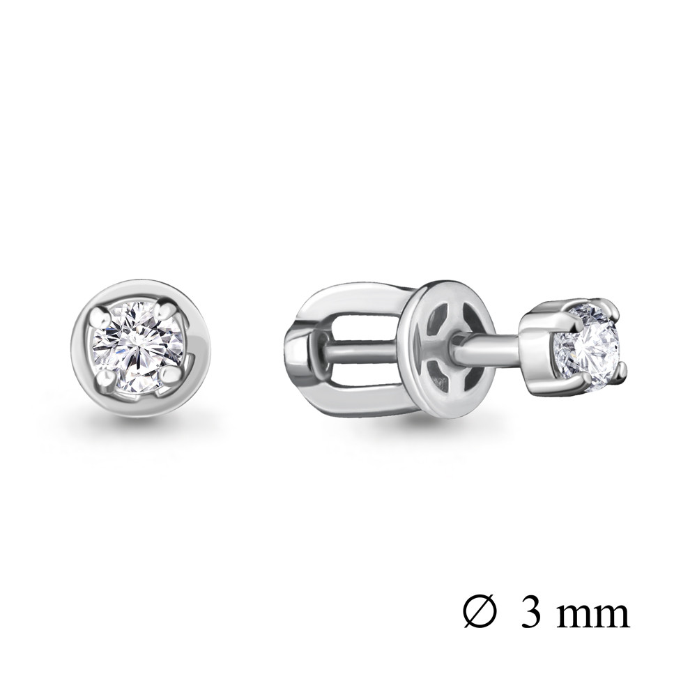 Серебряные серьги-пуссеты с фианитом Swarovski AQUAMARINE (#708689)