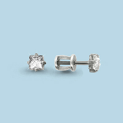 Серебряные серьги-пуссеты с фианитом Swarovski AQUAMARINE (#708606)