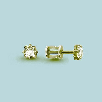 Серебряные серьги-пуссеты с фианитом Swarovski AQUAMARINE (#610899)