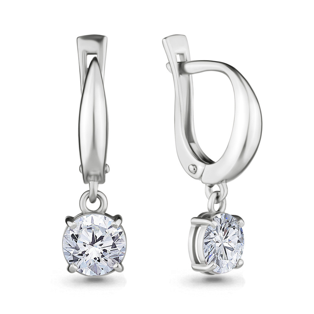 Серебряные Серьги-подвески с фианитом Swarovski AQUAMARINE (#705706)
