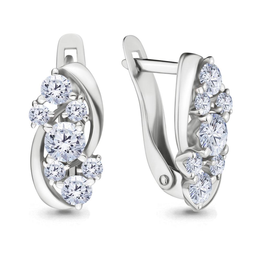 Серебряные серьги-классические с фианитом Swarovski и фианитом AQUAMARINE (#484634)
