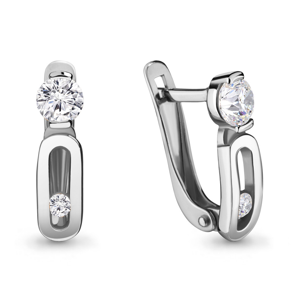 Серебряные серьги-классические с фианитом сваровски AQUAMARINE (#686415)