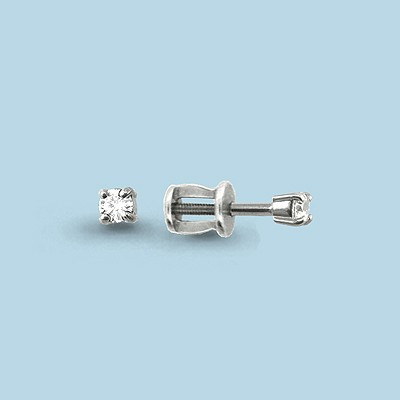 Серебряные серьги-пуссеты с фианитом сваровски и фианитом AQUAMARINE (#407290)