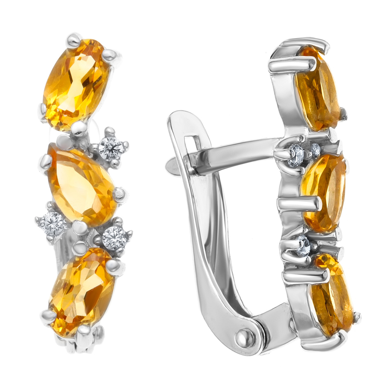 Серебряные серьги-классические с цитрином AQUAMARINE (#708935)