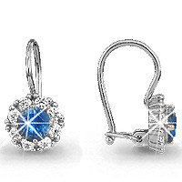 Серебряные Серьги-подвески с шпинелью синт. и фианитом AQUAMARINE (#407189)