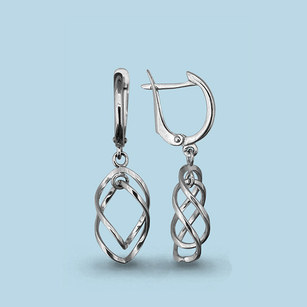 Серебряные Серьги-подвески AQUAMARINE (#605446)