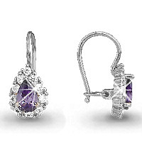 Серебряные Серьги-подвески с гранатом и фианитом AQUAMARINE (#407209)