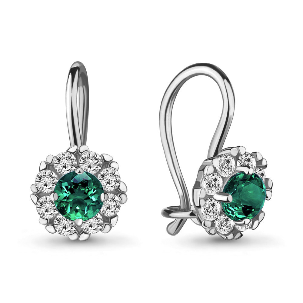 Серебряные Серьги-подвески со стеклом AQUAMARINE (#711577)