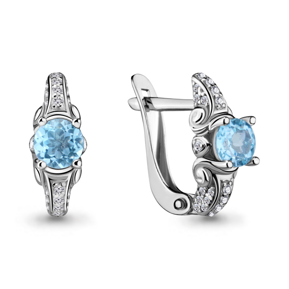 Серебряные серьги-классические с топазом AQUAMARINE (#708908)