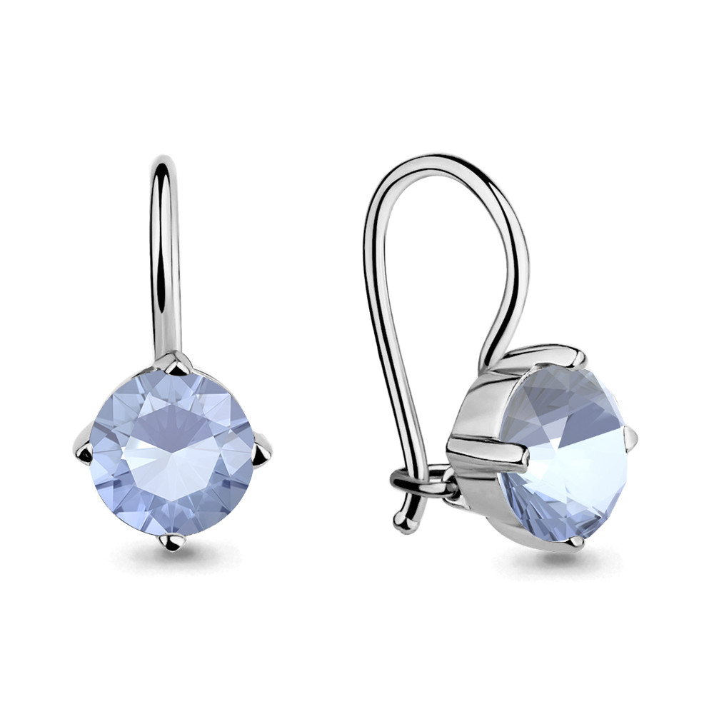 Серебряные Серьги-подвески с фианитом AQUAMARINE (#711602)