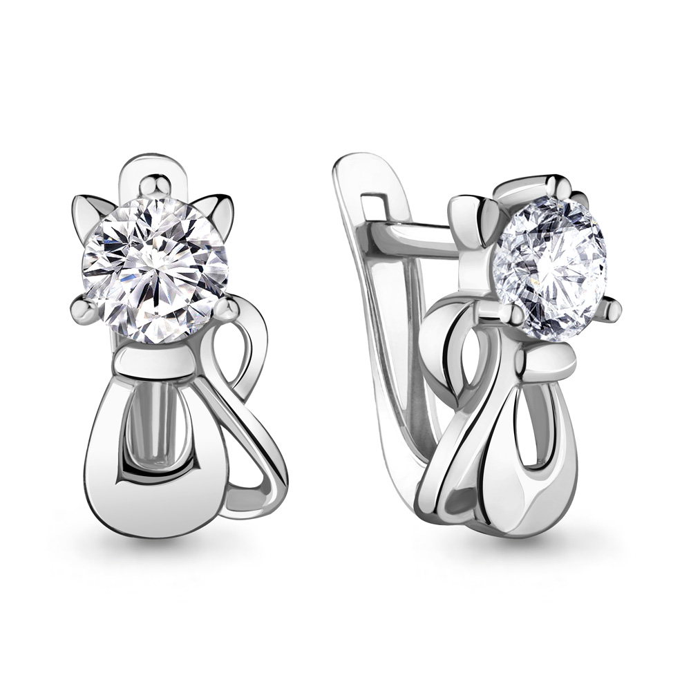 Серебряные серьги-классические с фианитом AQUAMARINE (#706463)
