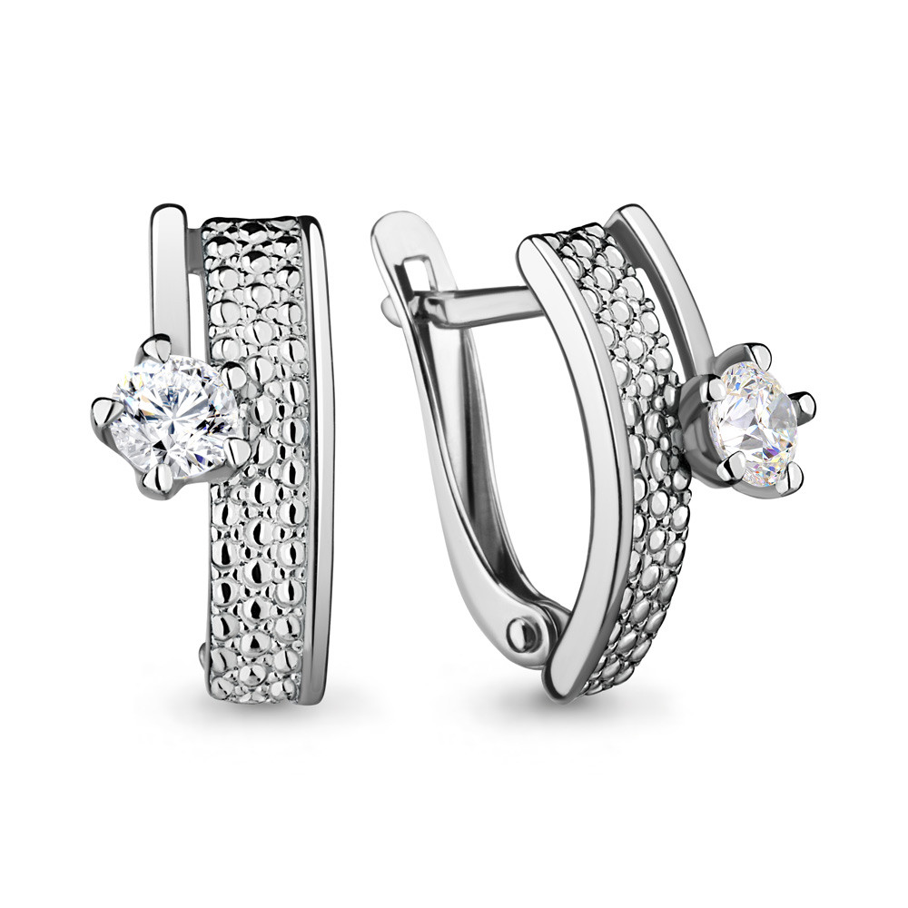 Серебряные серьги-классические с фианитом AQUAMARINE (#683178)