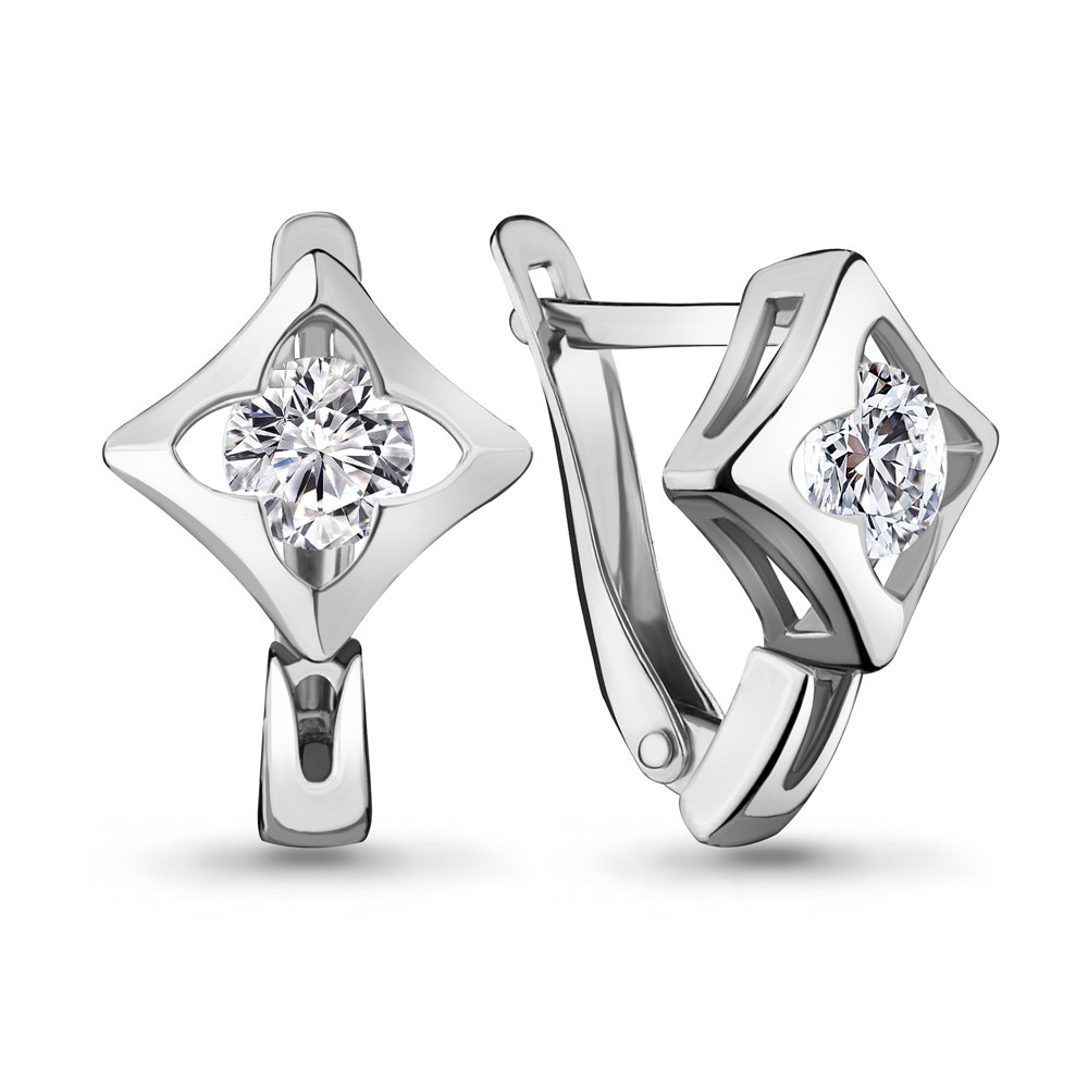 Серебряные серьги-классические с фианитом AQUAMARINE (#705744)