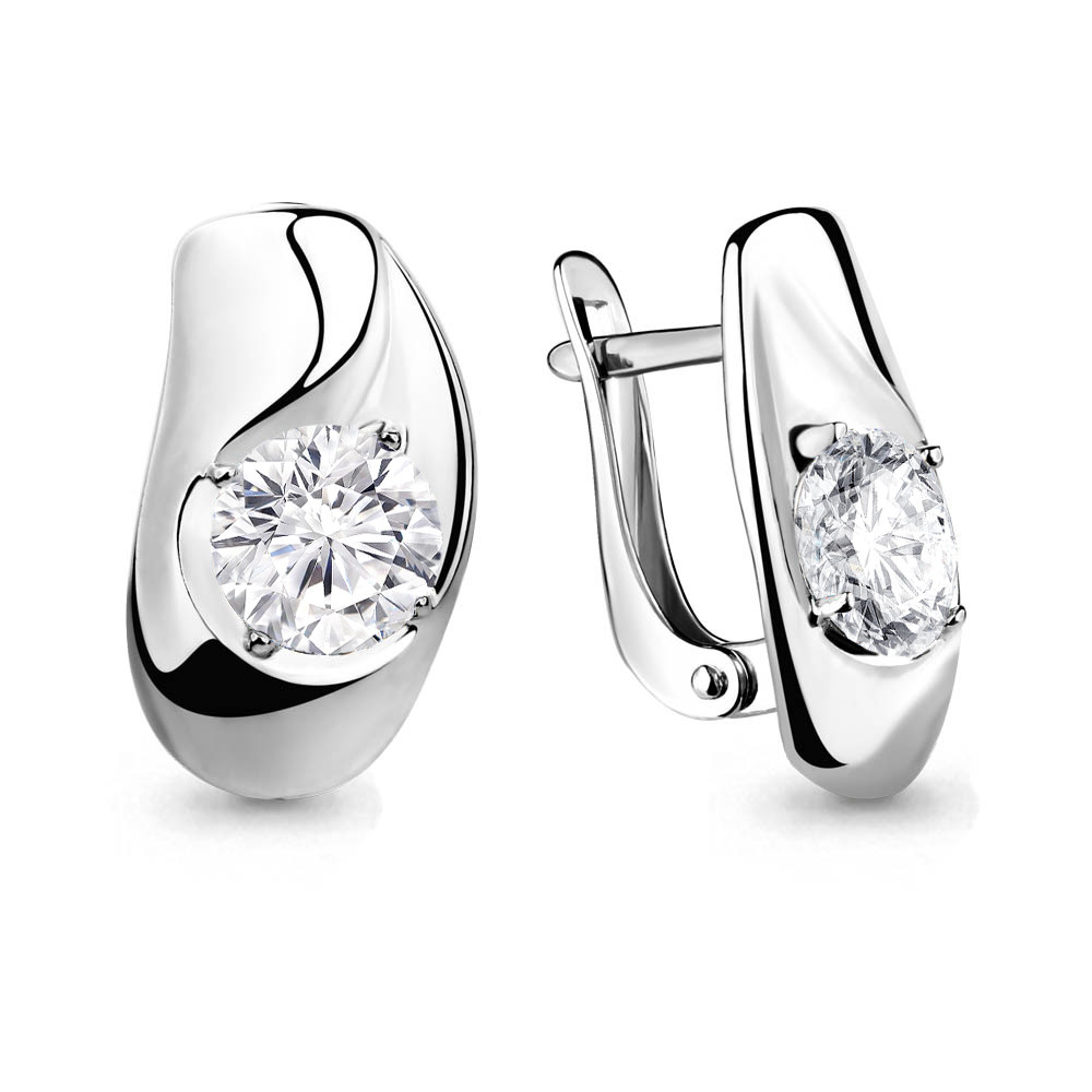 Серебряные серьги-классические с фианитом AQUAMARINE (#657702)