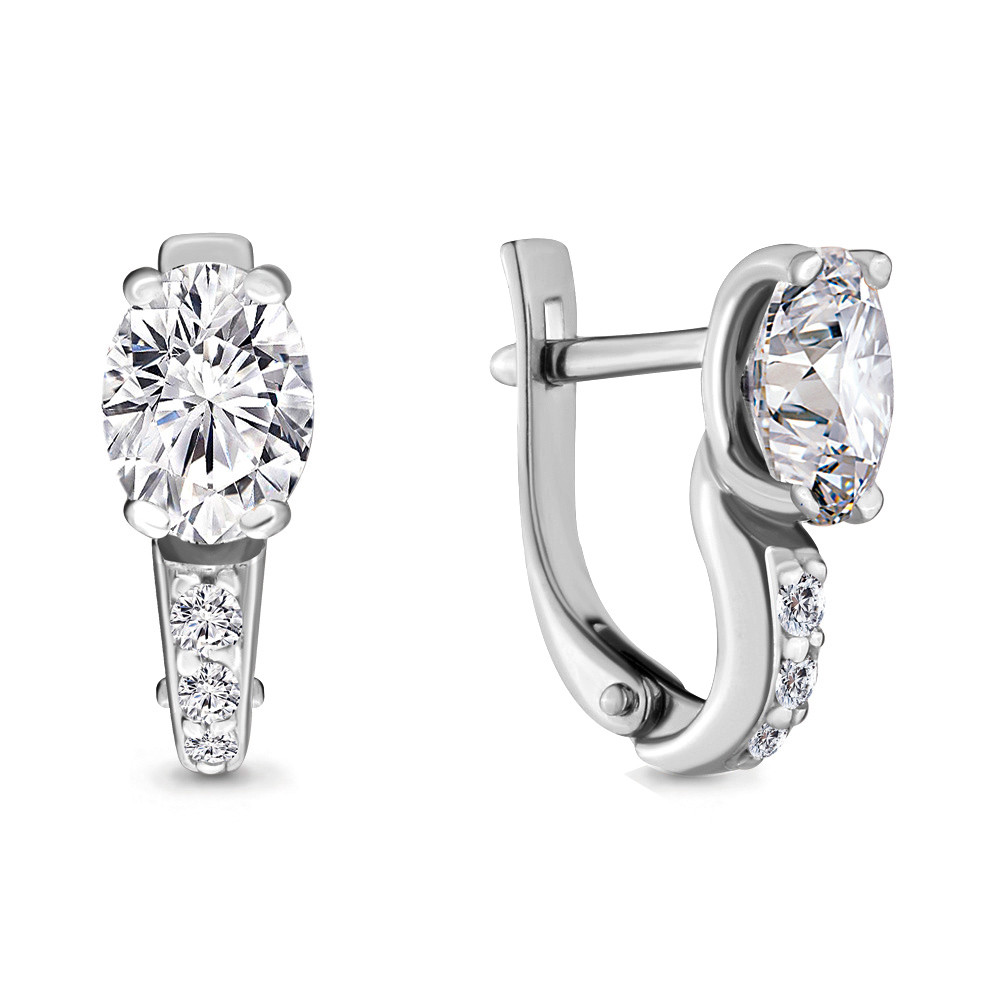 Серебряные серьги-классические с фианитом AQUAMARINE (#693430)